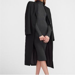 Express Gray Ribbed Turtle Neck Midi Sweater Dress